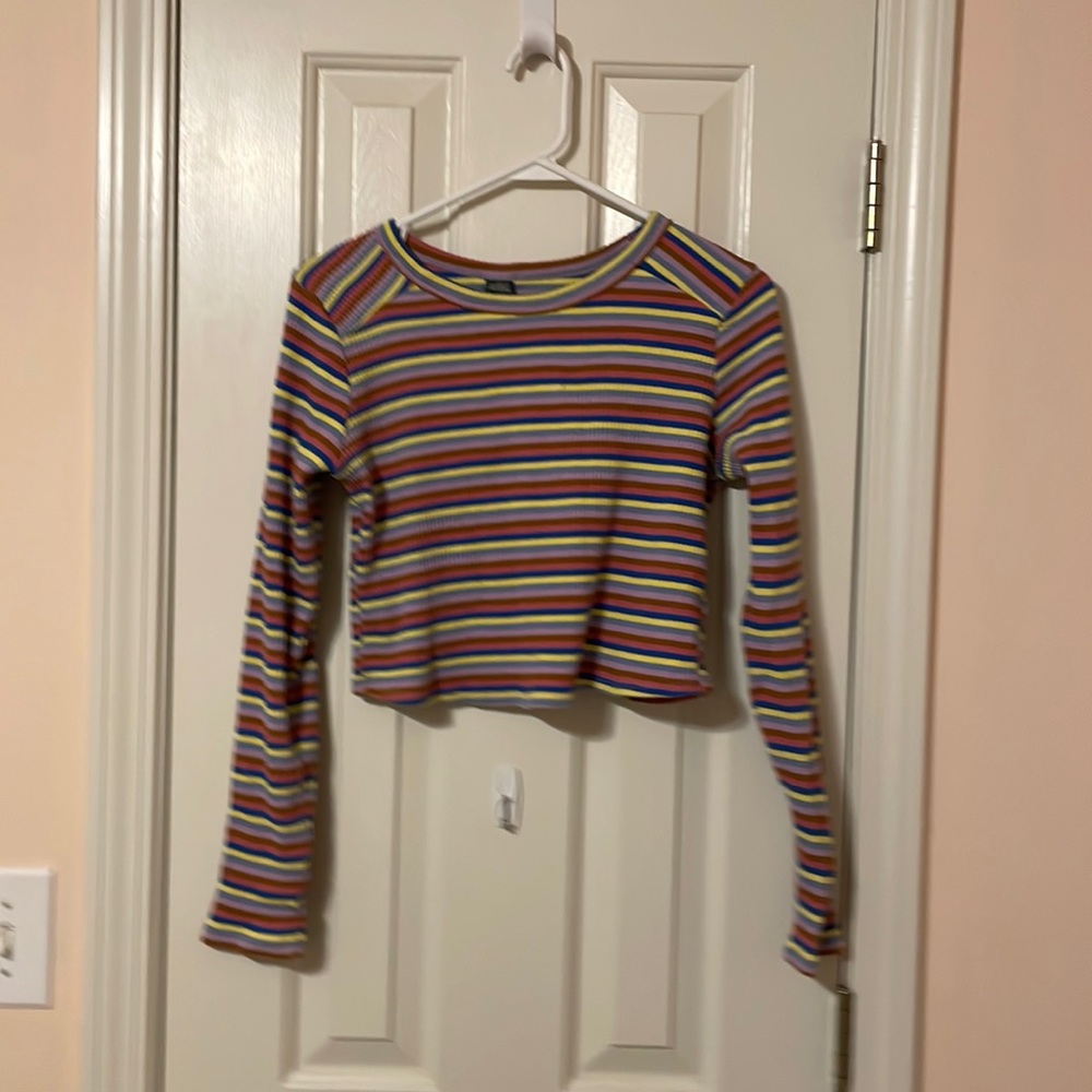 Wild fable colorful striped long sleeved crop shirt